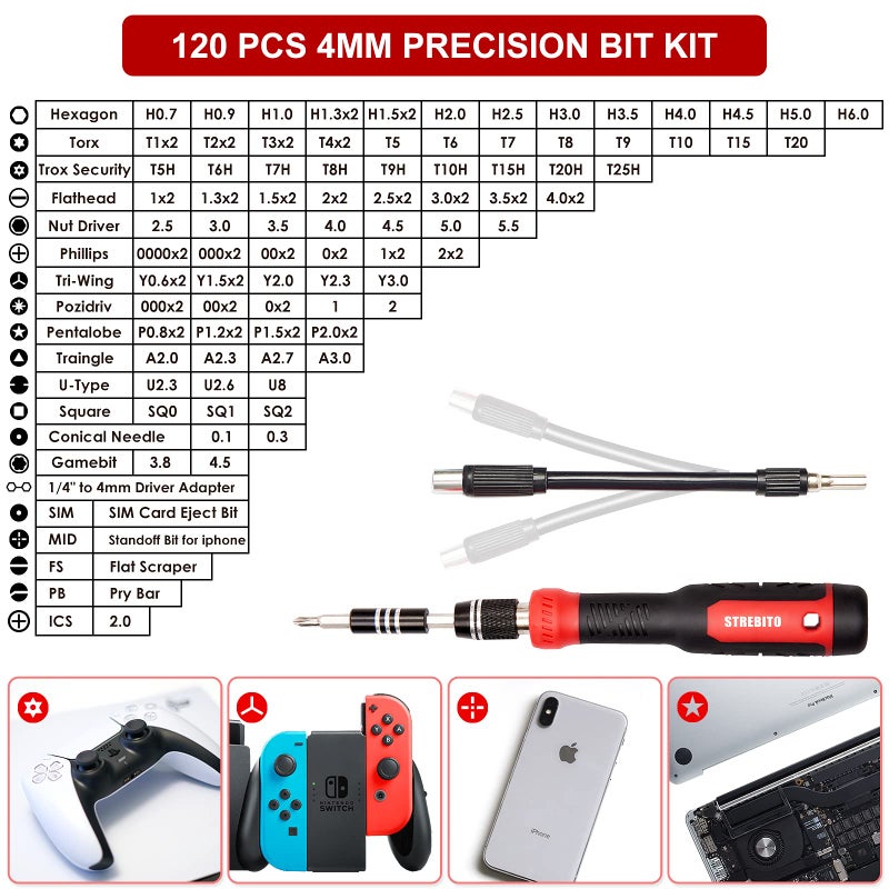STREBITO Precision Screwdriver Set 191-Piece Multi-Bit Screwdriver 1/4 Inch Nut Driver Home Improvement Tool Electronic Repair Kit for Computer  iPhone  Laptop  PC  Cell Phone  PS4  Xbox  Nintendo - Image 3